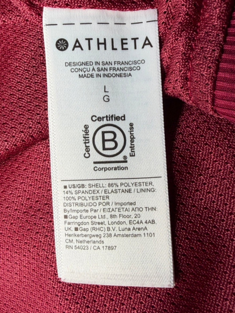 Large EUC - Athleta - Brooklyn Bomber - Cranberry - Picture 8 of 9